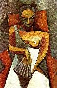pablo picasso sittande kvinna med solfljader painting